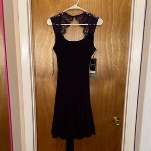 Scarlett Dark Purple Backless Dress with Lace